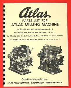 Atlas Horizontal Milling Machine Owner Instruction Parts Manual All Models 0016 - Picture 1 of 8