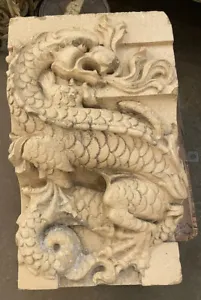 1920s Gothic Revival Terra Cotta Dragon Tile Frieze Fragment 27" x 16.5"  150lbs - Picture 1 of 12