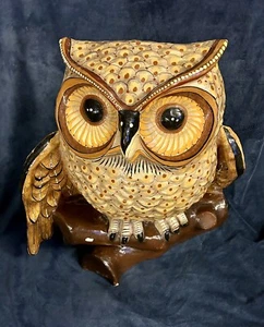 Vintage 1970's Sermel Sergio Bustamante Papier-mâché Folk Art Owl 24”x20” - Picture 1 of 24