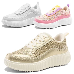 Girls Fashion Sneakers Retro Braided Casual Shoes Lace up School Walking Shoes - Picture 1 of 12