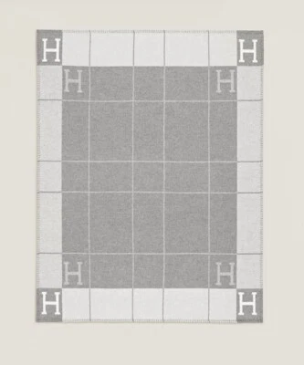 ¡NUEVO! 🩶 Manta Hermes Avalon III Crudo/Gris Clair Gris Lana Cachemira Foto 1 de 4