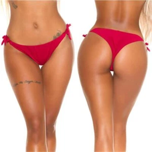 Sexy Brazil-Cut Bikini Hose zum Schnüren Beachwear Bordeaux #BI809 - Picture 1 of 42