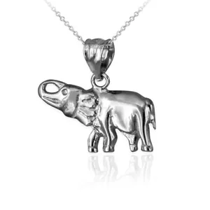 Polished Sterling Silver Elephant Charm Necklace - Picture 1 of 4