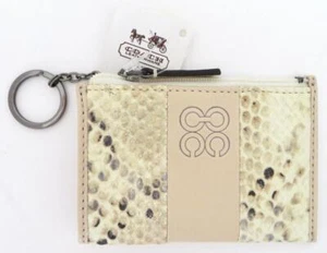New Coach Embossed Python Reptile Leather Coin Purse Mini Skinny Keychain 45306 - Picture 1 of 4