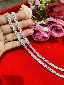 Costume tradizionale Bollywood cavigliere argento paga indiana borchiato/diamanti - Foto 1 di 2