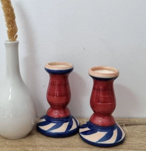 Gail Pittman Signed Candle Holders – Hand Painted 1988 MacKenzie-Childs Style - Bild 1 von 7