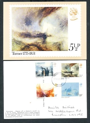 GB POSTCARD PHQ CARD USED BACK FDI HANDSTAMP NO. 9 1975 J.M.W. TURNER ADDRESSED - Image 1 of 3