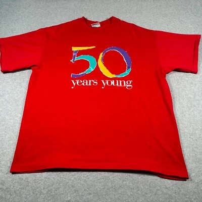 Винтажная юмористическая смешная рубашка для взрослых очень большая красная одинарный шов мужская 90-е молодая - Изображение 1 из 4