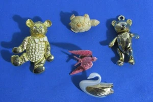 Cinco broches vintage - alfileres 2 ositos de peluche - - Imagen 1 de 2