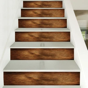 6/13PCS Wooden Stair Floor Stickers Self-adhesive PVC Stairway Staircase Decals - Picture 1 of 11