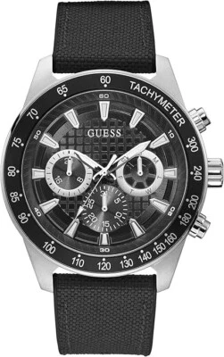 GUESS GW0206G1, multifunción para hombre, estuche de acero, correa de silicona, corona de tornillo, 50 m WR Foto 1 de 2