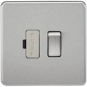 Screwless 13A Switched Fused Spur Unit - Brushed Chrome - Picture 1 of 1