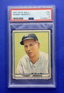 1941 Play Ball Tommy Henrich #39 PSA 3 VG. HK524