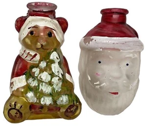 Albero di Natale Babbo Natale e Orso Vintage Vecchio Mondo Vetro Copri Luce Decorazione Festività - Foto 1 di 10