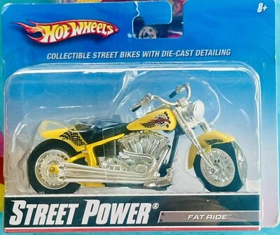 NOS 2009 Mattel X7718 Hot Wheels 1:18 Street Power FAT RIDE Motorcycle Yellow - Image 1 of 3
