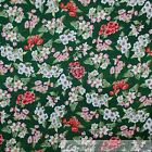 BonEful FABRIC FQ Cotton Quilt VTG Green White Red Pink Flower Garden Bohemian S
