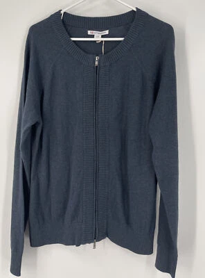 Cutter & Buck Women’s Large Full Zip Blue Cotton Cardigan Sweater Foto 1 de 4