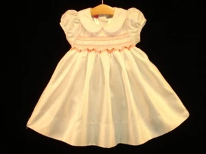 Ciao Bebe NEW Hand Embroidered Smocked Dress Baby Girl CREAM WHITE Size 6M - Picture 1 of 7