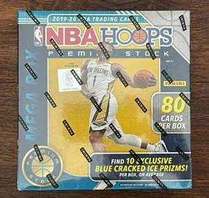 2019-20 Panini NBA Hoops Premium Stock Mega Box Blue Cracked Ice New Sealed - Picture 1 of 2