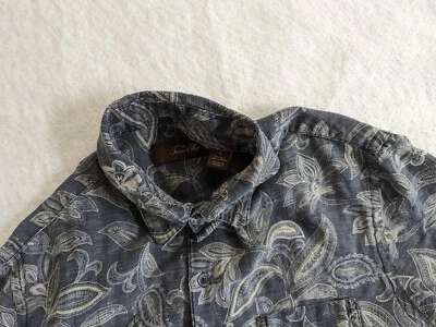 Hombres Tasso Elba Lino Sensación Manga Corta Botones Estampado Geométrico Azul-S Foto 1 de 4