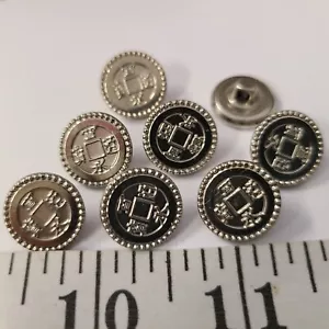 VINTAGE BUTTONS SET OF 8 SILVER METAL TUZ3121 LAST! - Picture 1 of 2