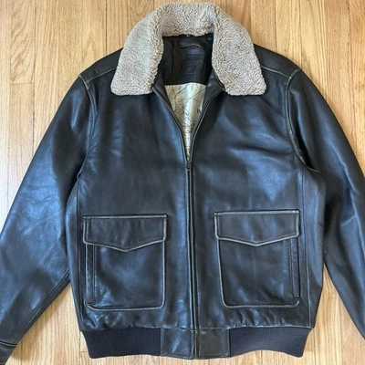 Vintage Roundtree & Yorke Aviator Pilot Jacket Lamb Skin Map Lined Bomber Size L - Image 1 of 4