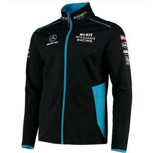 Black & Cyan Racing Jacket | Motorsport-Inspired Full-Zip Softshell Coat | Track - Picture 1 of 4