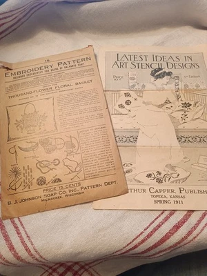 Embroidery Pattern Galvanic Soap + Art Stencil Designs Spring 1911 Capper Publ!! - Image 1 of 4