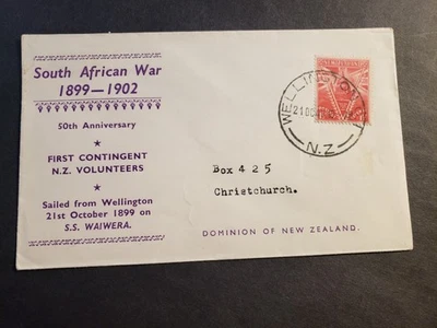 Troop Ship SS WAIWERA Naval Cover SOUTH AFRICA WAR Cachet WELLINGTON NEW ZEALAND - Image 1 of 2