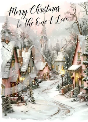 PICKTURE-THIS For The One I Love At Christmas A5 Size Christmas Card and Red Envelope