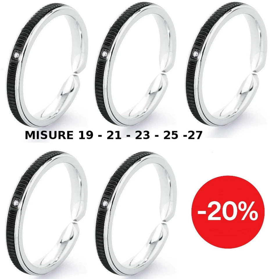 Anello Fedina Uomo Acciaio Nero Zircone Sagapo SFN33 Misure Varie Misure S'agapo - Immagine 1 di 4