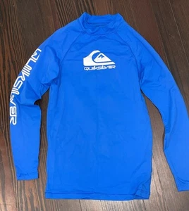 Boys Quiksilver Blue Sleeve Rash Guard Swim Shirt Size Youth 16 - Picture 1 of 4
