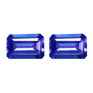 1.15Ct Extraordinary 2Pcs Pair Octagan 5.5 mm 100% Natural Purple Blue Tanzanite - Picture 1 of 5