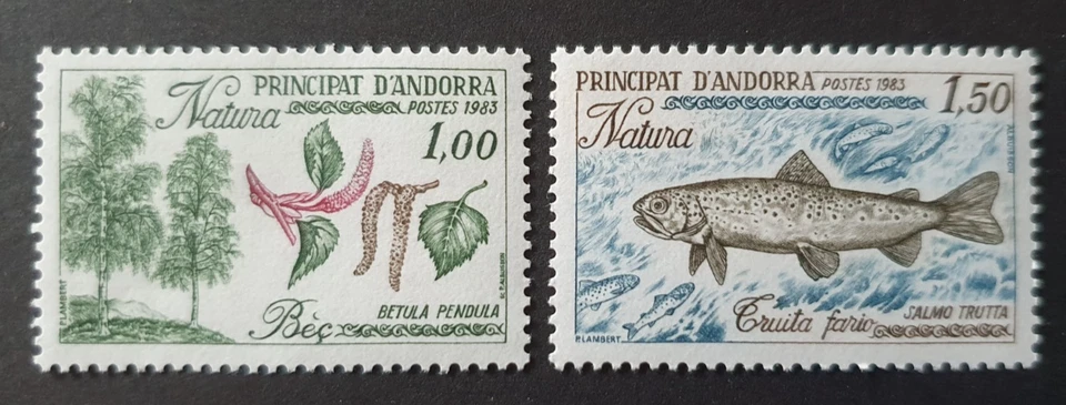 1983 FRENCH ANDORRA ANDORRE NATURE PROTECTION FAUNA FLORA FISH TREE VF MNH - Image 1 of 1