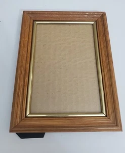 5x7 Wood Wooden Light Brown Picture Photo Frame With Gold Trim Vintage - Picture 1 of 4