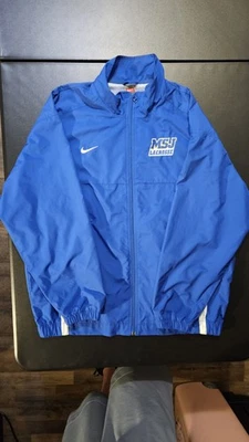 MSJ University Lions Lacrosse Nike Team Full  Zip Wind Jacket Mens L Blue STAINS - Image 1 of 4