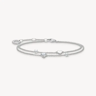 THOMAS SABO Armband Herzen Sterlingsilber Steine weiß A2057-051-14 Länge 19 cm - Bild 1 von 3