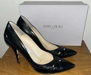 Jimmy Choo Black Watersnake Court High Heeled Shoes size 7.5 UK 40.5 EU - Picture 1 of 12