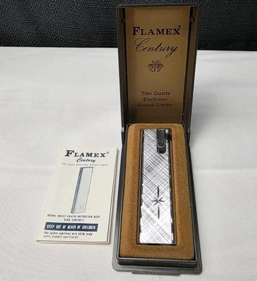 Isqueiro eletrônico butano vintage NOS Flamex Century quartzo fino - Novo estoque antigo - Imagem 1 de 4