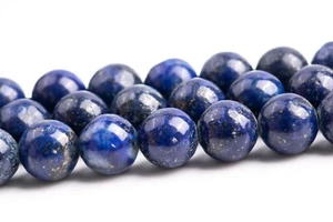 7-8 mm Tiefblau Lapislazuli Perlen Klasse A Nugget Rund Edelstein Lose Perlen - Bild 1 von 4