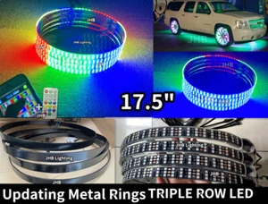 JHB 17.5" Triple Fila Control Remoto APP PERSECUCIÓN Flujo LED Juego de Luces de Rueda de Camión (Metal) - Imagen 1 de 19