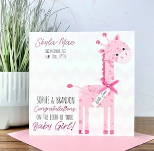 Tarjeta personalizada hecha a mano para una nueva niña - Imagen 1 de 2