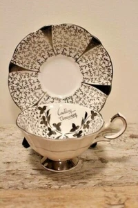 1950's - QUEEN ANNE Wedding Anniversary Bone China Teacup & Saucer ENGLAND - Picture 1 of 4