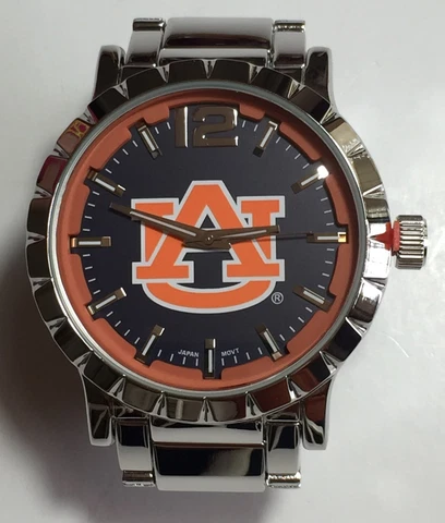 New Auburn Tigers Mens Watch, Bracelet, Metal, With Free Battery, NCAA Cover