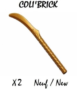 Lego 11156 - 2x Weapon Sword Elven Warrior Blade Long Hilt - Pearl Gold - NEW - Imagen 1 de 1