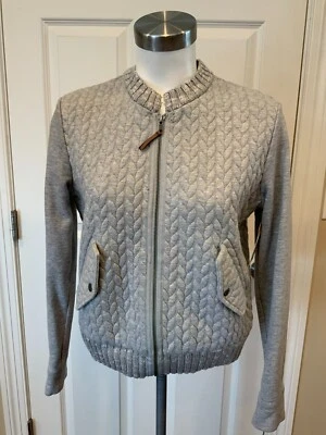Saturday Sunday Gray Quilted Zip Up Jacket W/Sweatshirt Sleeves, Size Small - Image 1 of 4