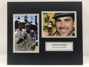 RARE Justin Langer Australia Cricket Signed Photo Display + COA AUTOGRAPH ASHES - Picture 1 of 3