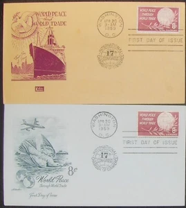 2 US FDCs HONORING XVII CONGRESS of the INTERNATIONAL CHAMBER of COMMERCE 1959 - Picture 1 of 1