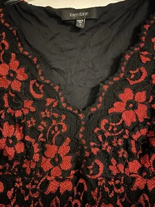 Karen Black Red Lace Long Sleeve Sheath Dress - Size Small - Picture 1 of 6