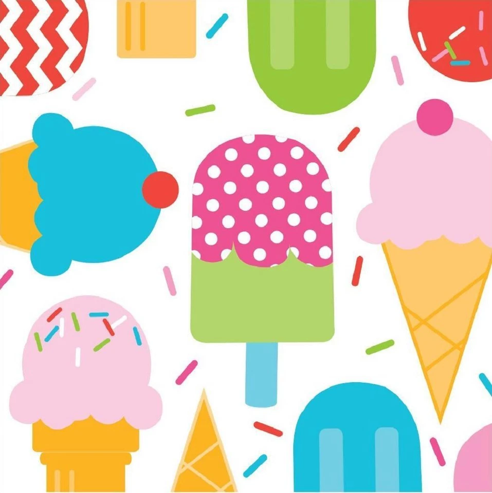 Frozen Fun Ice Cream Summer Luau Pool Beach Party Paper Beverage Napkins - Image 1 of 1